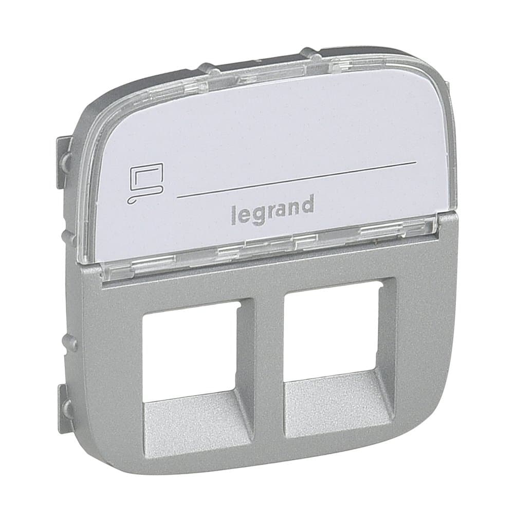 Legrand Valena ALLURE Алюм Накладка розетки комп 2-ой/ТЛФ+комп с полем для надписи 755487