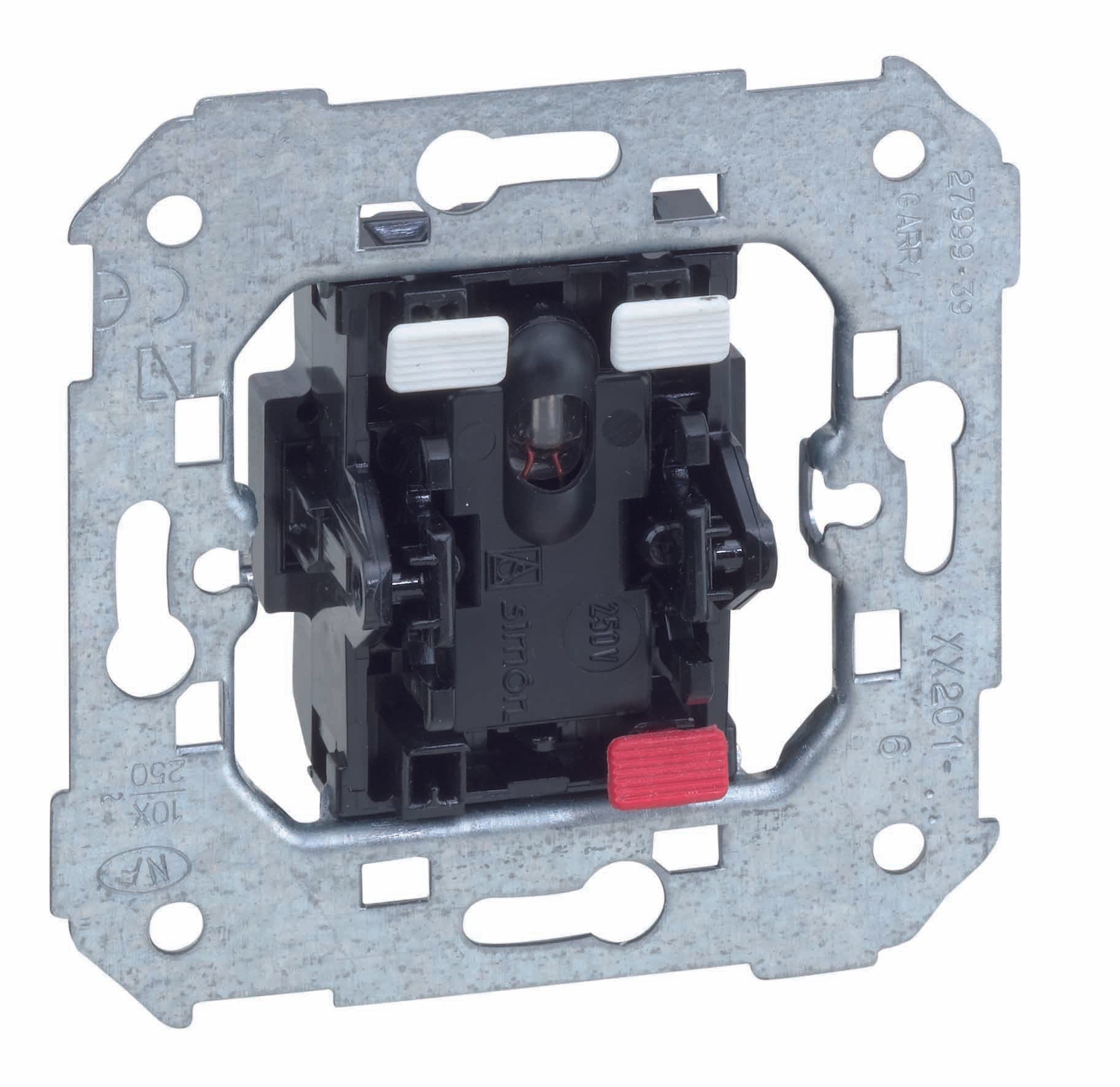 Simon 75 Мех Выключатель 1-клавишный с подсветкой красной 10АX250V 75102-39
