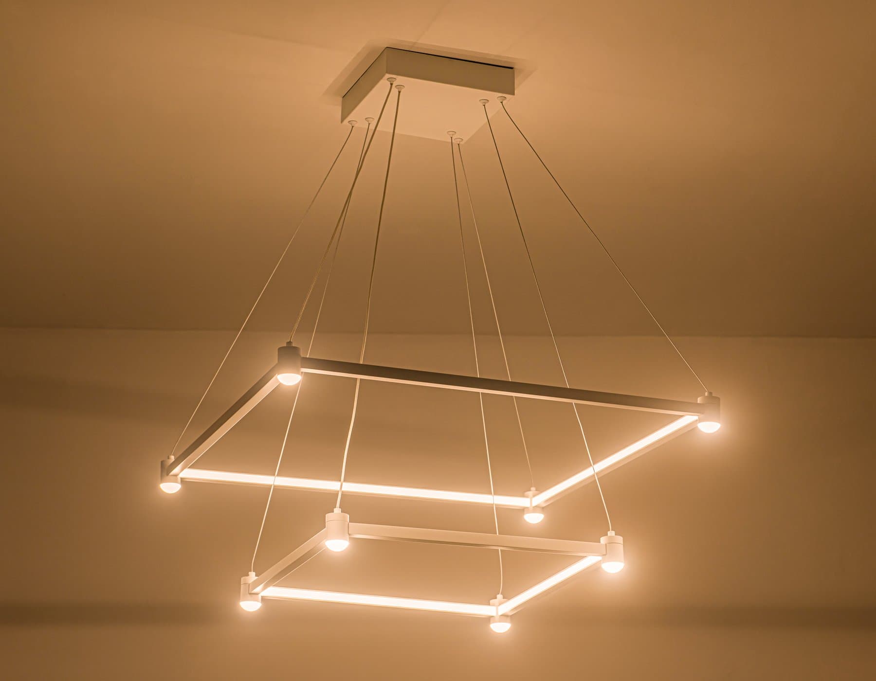 Ambrella Светильник подвесной светодиодный FL5595/2+8 WH белый 60W 3000K/4200K/6400K 600*600*1300 (без ПДУ) — миниатюра 4