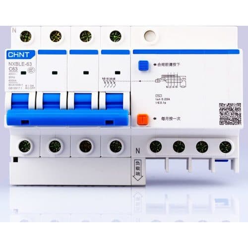 CHINT Диф. автомат NXBLE-63 4P C25 30mA тип AC 6kA 982159