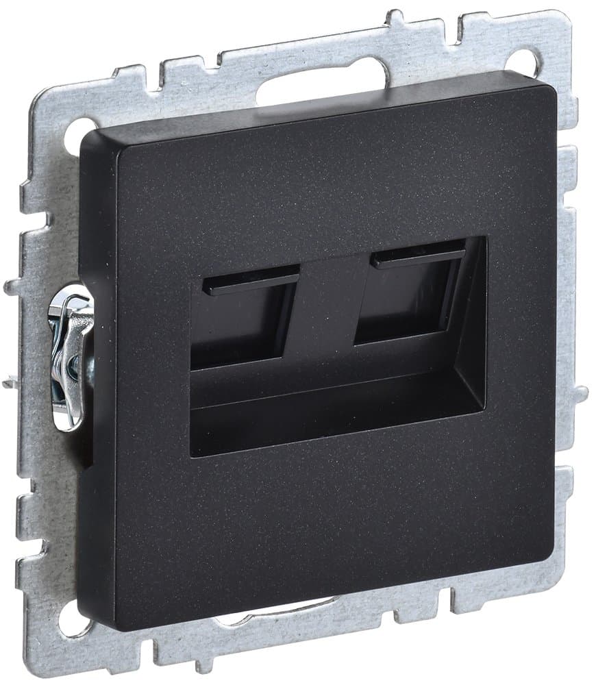 IEK BRITE BASE Черный Розетка комп. 2-ая RJ45 кат.6 РК11-2-БрЧ