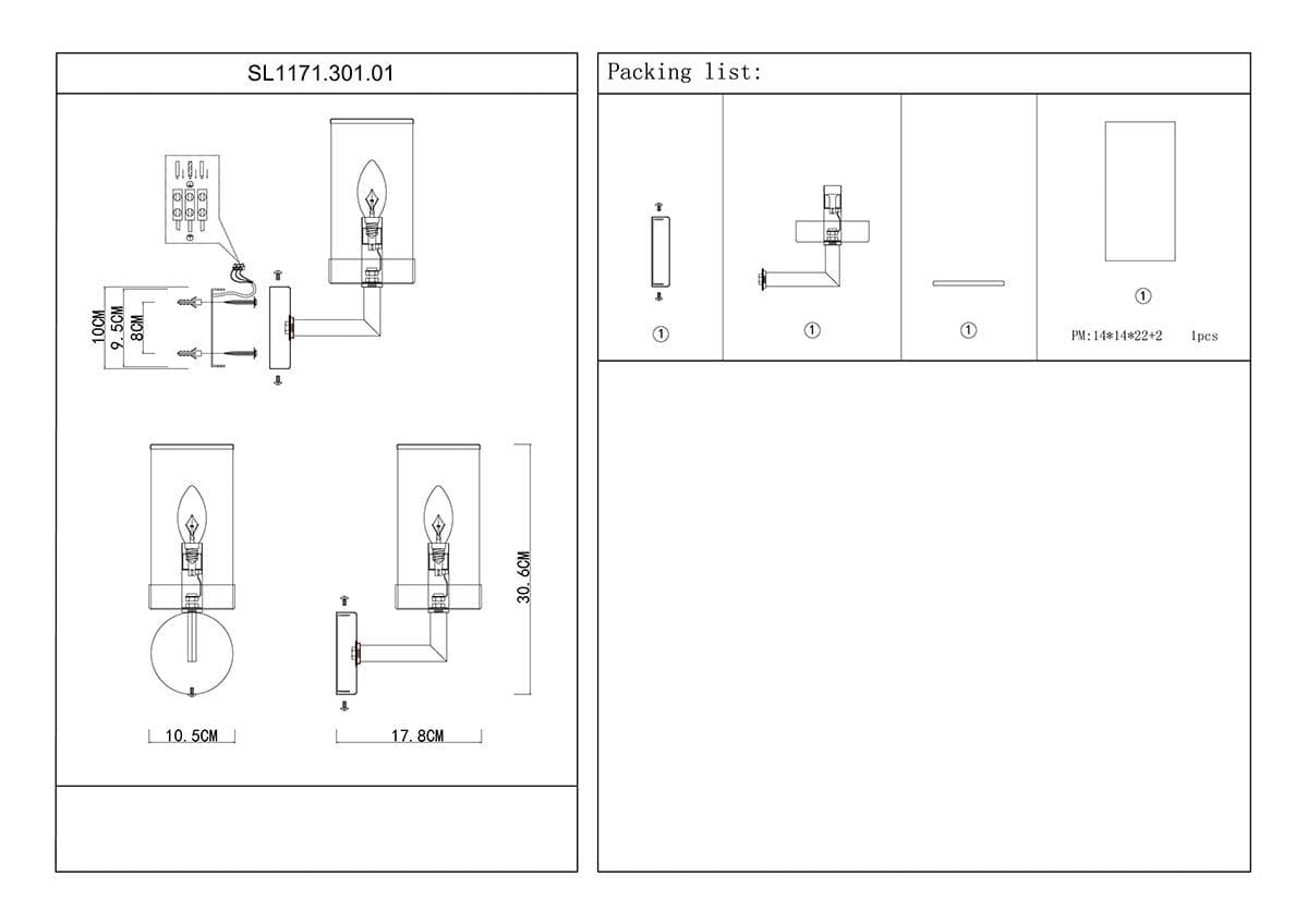 ST Luce SL1171.301.01 Бра Латунь/Прозрачный E14 1*40W — миниатюра 2