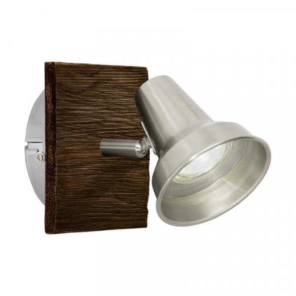 Eglo Спот LED FILIPINA, 1x3,3W(GU10), 120х120, сталь, дерево, коричневый, никель матовый 95646 — миниатюра 1