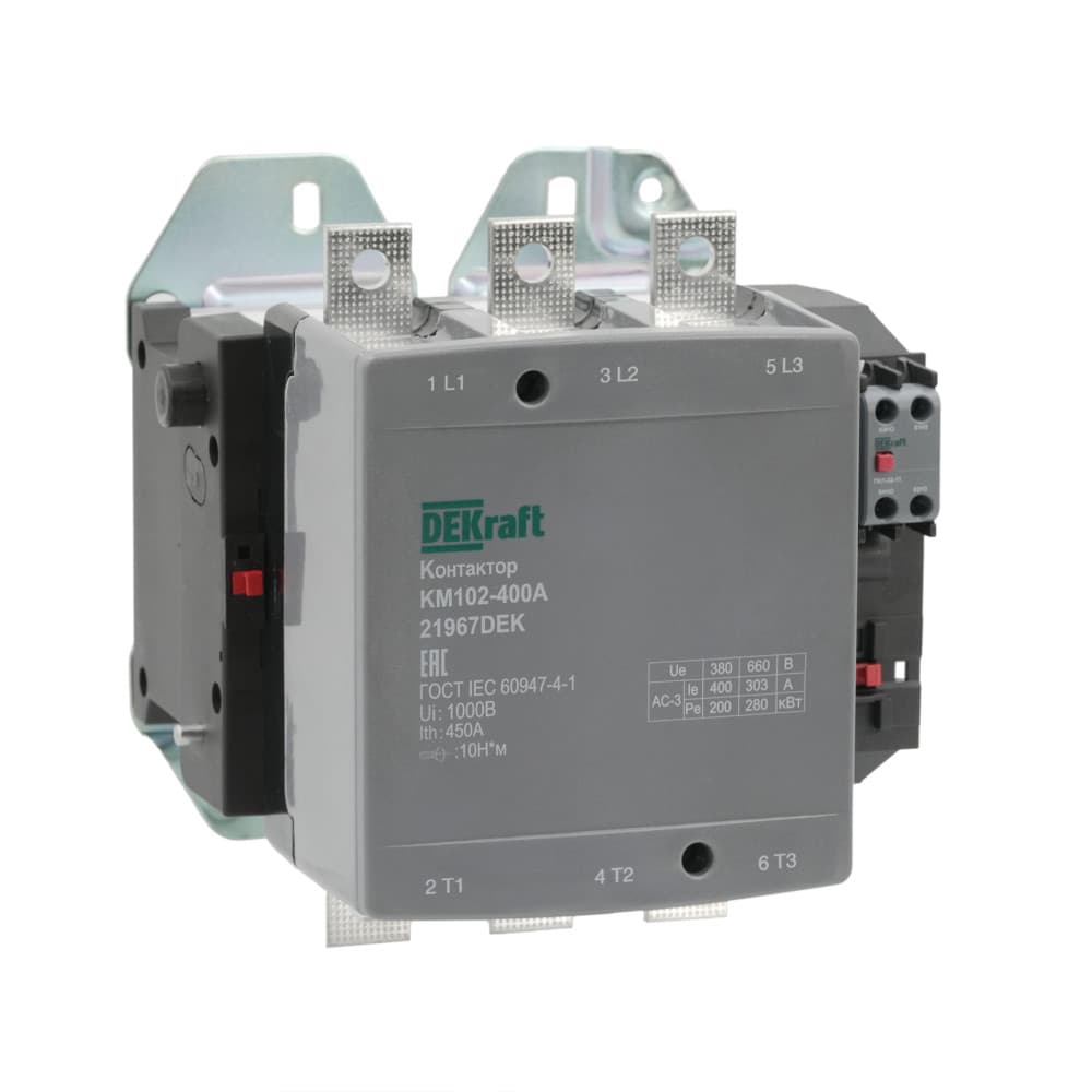 Dekraft Контактор 400А 220В_АС АС3_ АС4 1НО+1НЗ КМ-102
