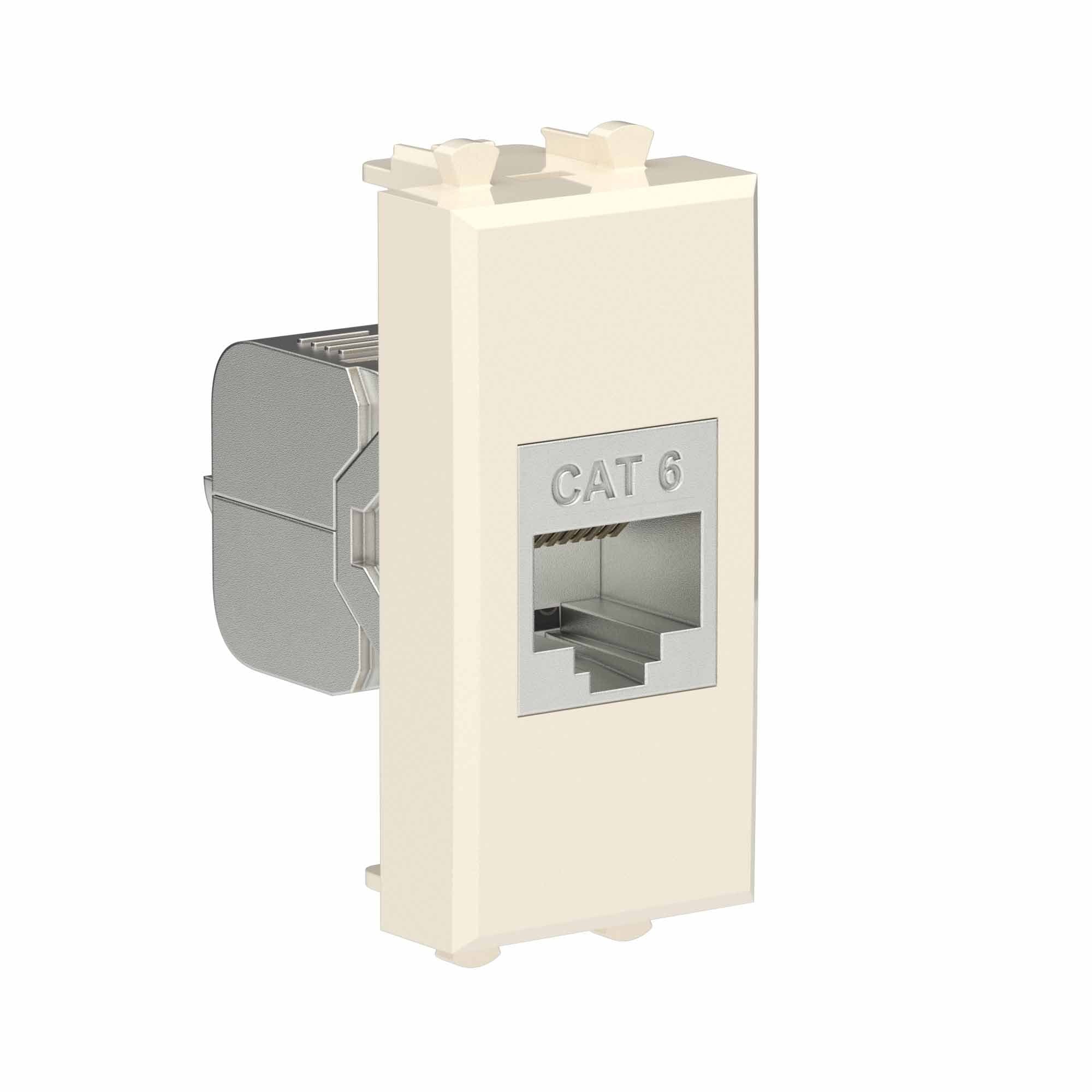 DKC Компьютерная розетка RJ-45 без шторки модульная, кат.6 экранированная, "Avanti", "Ванильная дымка", 1 модуль — миниатюра 2