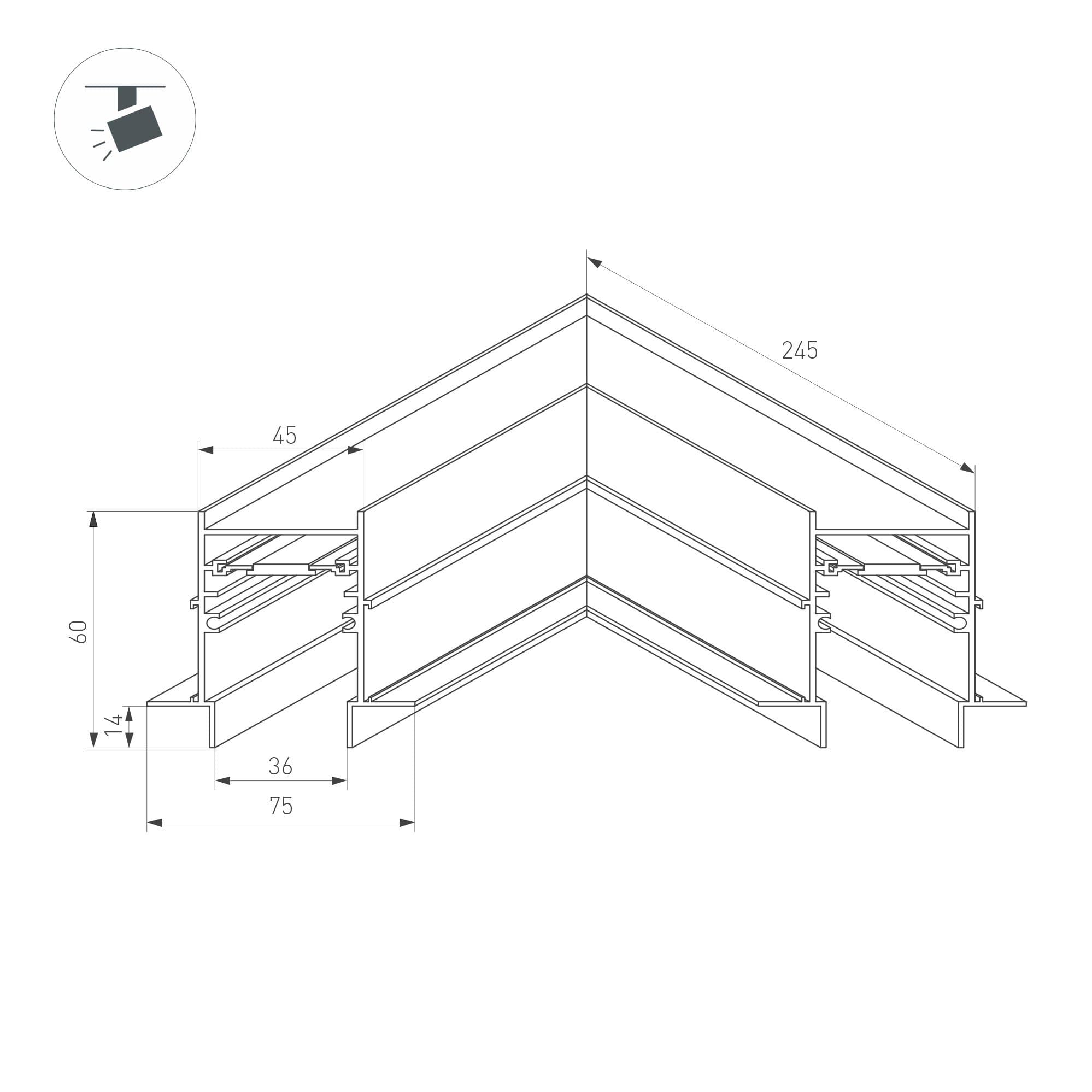 Arlight Коннектор угловой MAG-CON-4560-FDW-L90 (BK) (IP20 Металл, 3 года) 034681 — миниатюра 2