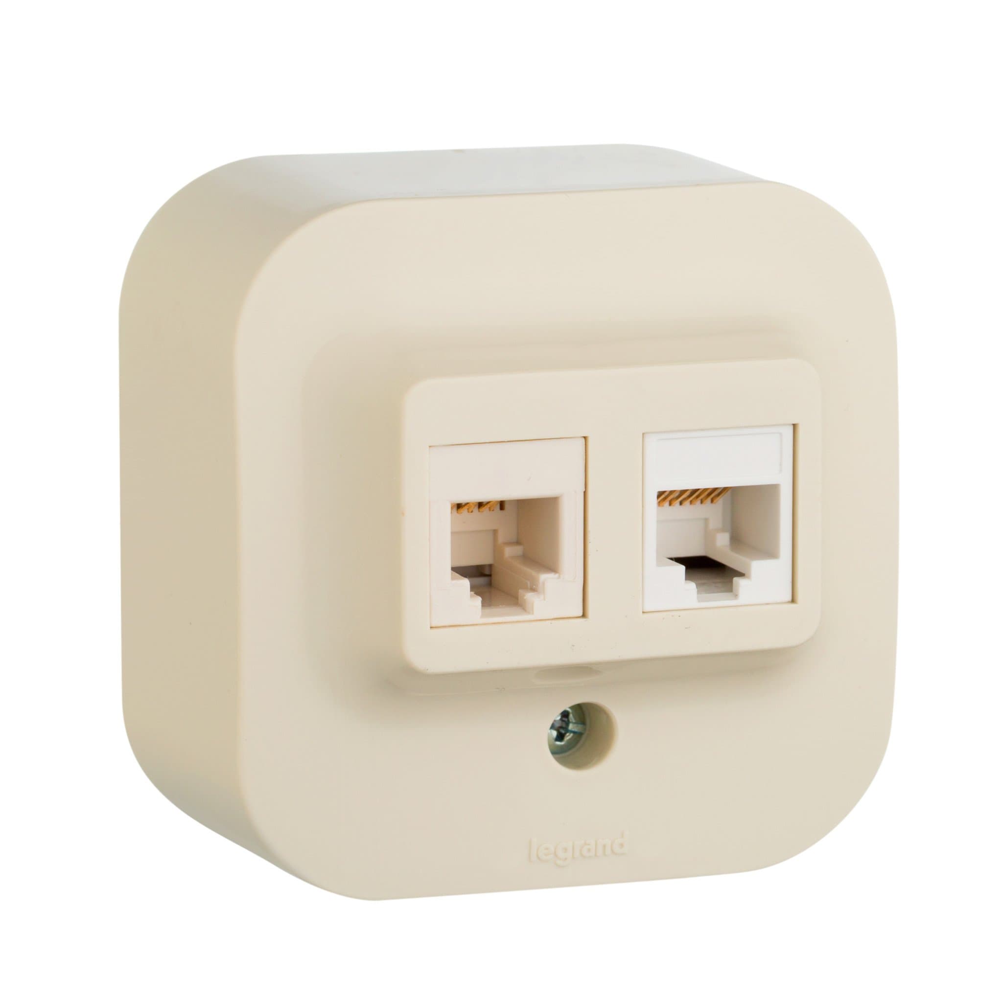 Legrand Quteo Бежевый Роз RJ11+RJ45 категория 5UTP 782251