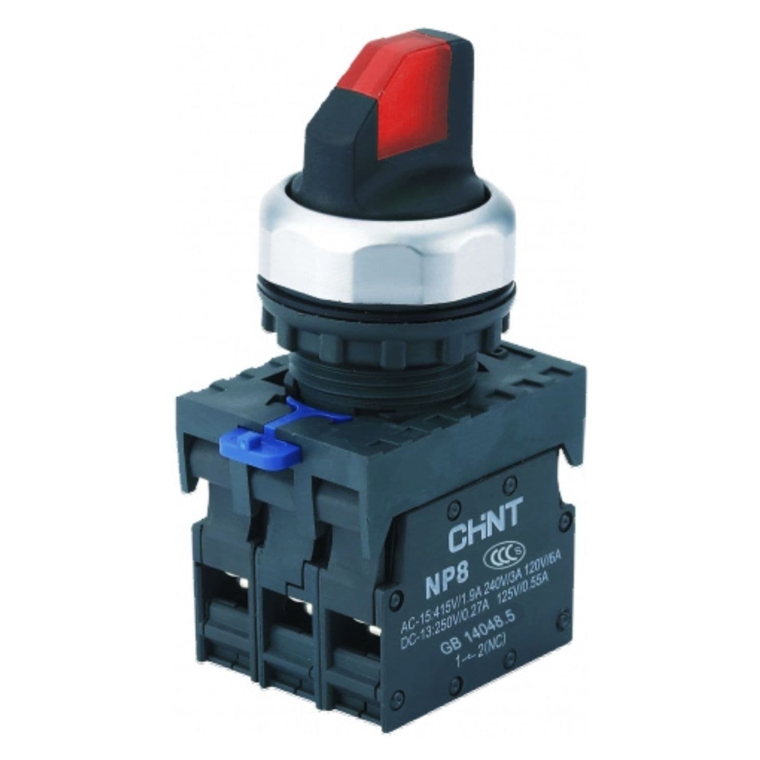 CHINT Переключатель подсвет. NP8-20XD/223, 2 полож. самовозв., красн., AC110-230В(LED),1НО, IP65 (R)