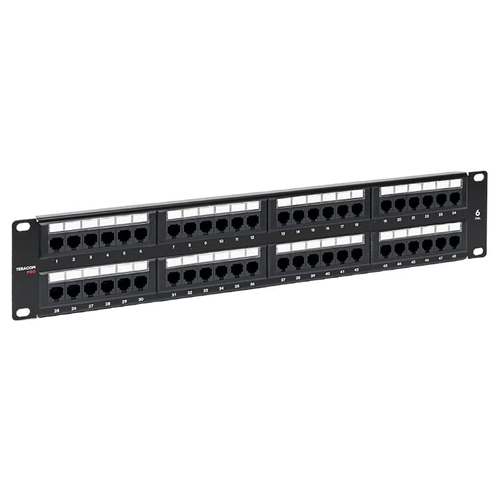 EKF TeraLINK PRO Патч-панель TeraLINK PRO 19'' Cat.6 2U неэкранированная UTP 48 портов RJ-45 Dual IDC