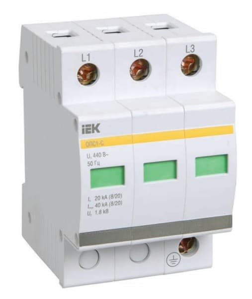 IEK KARAT Ограничитель имп. перенапр. ОПС1-C 3Р In=20kA Un=400B Im=40kA — миниатюра 3