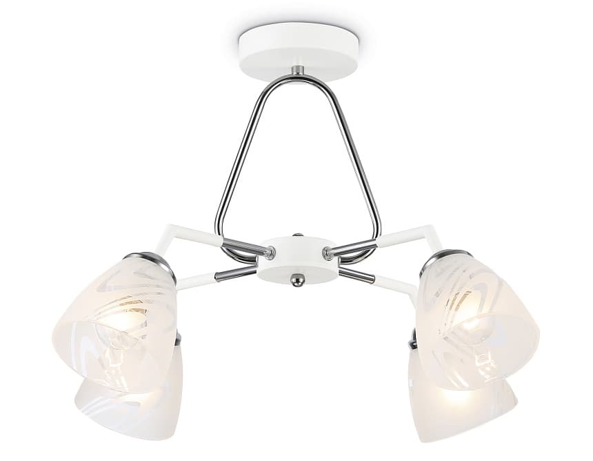 Ambrella Светильник подвесной TR303291/4 WH/CH/FR белый/хром/белый матовый E27*4 max 60W D590*380
