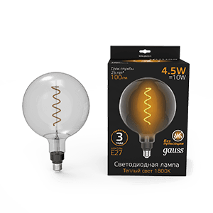 Gauss Лампа Filament G200 4.5W 100lm 1800К Е27 gray flexible LED 154802005 — миниатюра 1