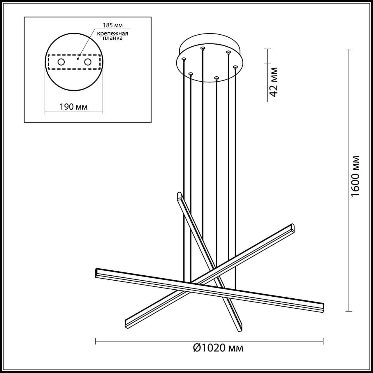 Odeon Light 3890/48L ODL20 35 черный/металл Подвесной светильник LED 4000K 48W 220V RUDY — миниатюра 3