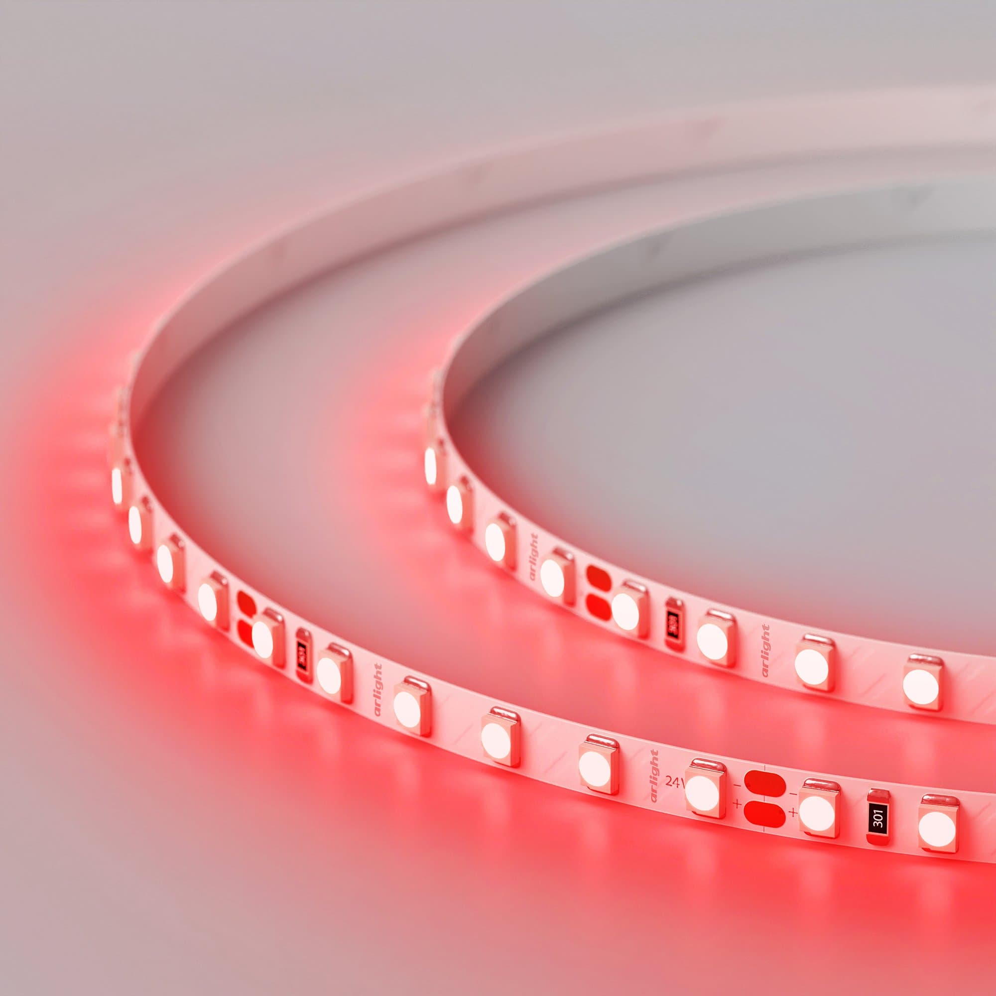 Arlight Светодиодная лента RT 2-5000 24V Red 5mm 2x (3528, 600 LED, LUX) (9.6 Вт/м, IP20) 015657(B) — миниатюра 2
