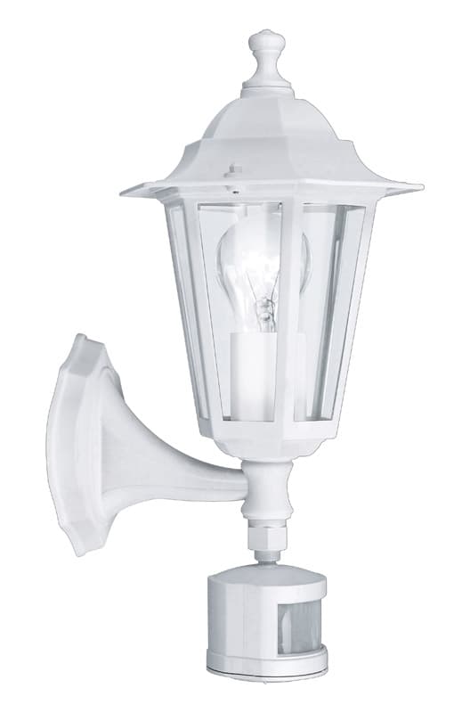 Eglo Светильник уличный настенный LATERNA 5 с датч. движения, 1х60W (E27), H425, литой алюм., белый/cтекло 22464