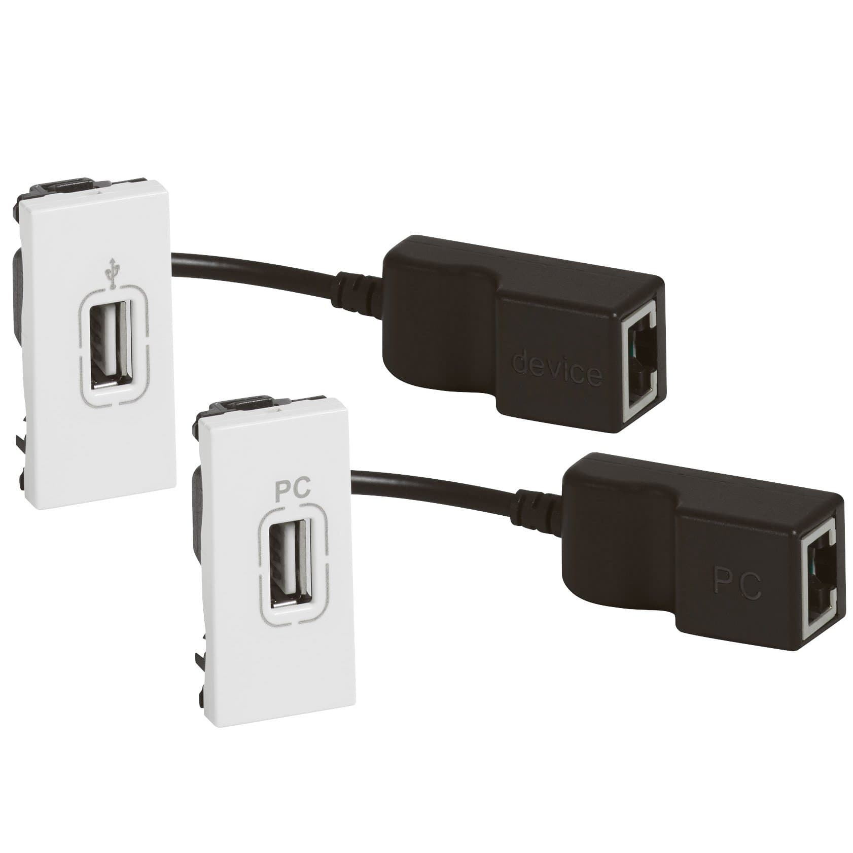 Legrand Mosaic Белый USB усилитель с разъемом гнездо для линии передачи данных, передатчик+приемник 1 мод 078748
