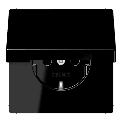 JUNG LS990 Черная Розетка штепсельная Schuko с крышкой 16A, 250V LS1521KLSW