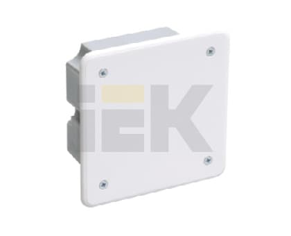IEK Коробка КМ41001 распаячная для тв.стен 92x92x45мм (с саморезами, с крышкой) — миниатюра 2