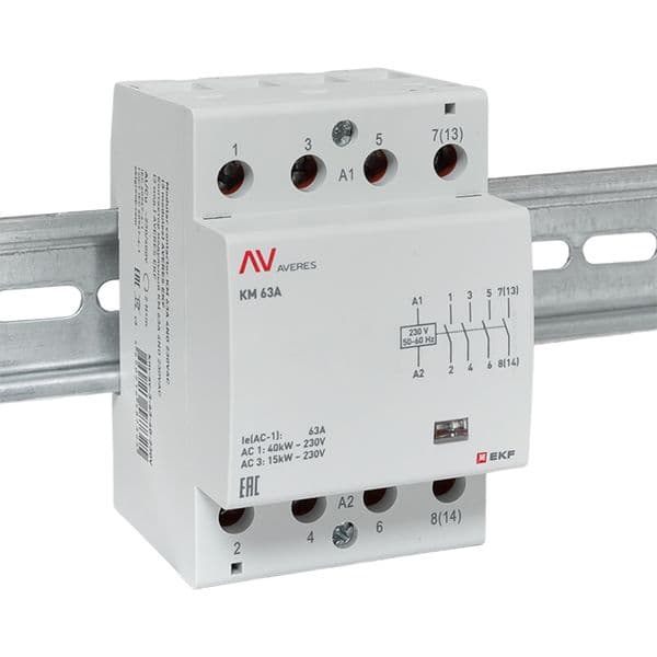 EKF Контактор модульный КМ 63А 4NO 230В АС (3 мод.) AVERES — миниатюра 2