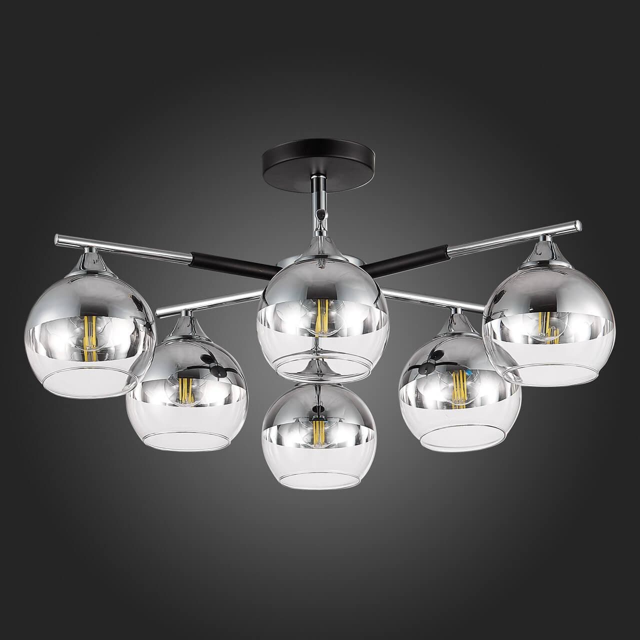 Evoluce SLE106502-06 Светильник потолочный Черный, Хром/Хром, Прозрачный E27 6*60W — миниатюра 3