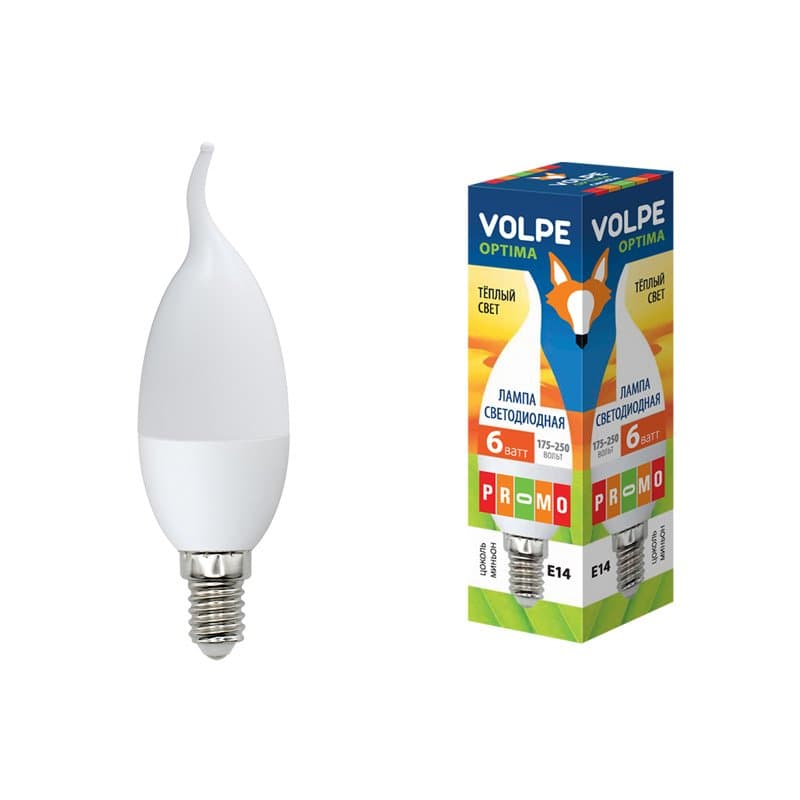Volpe Лампа LED свеча на ветру Е14 6W 220V 3000К мат UL-00000308 — миниатюра 2