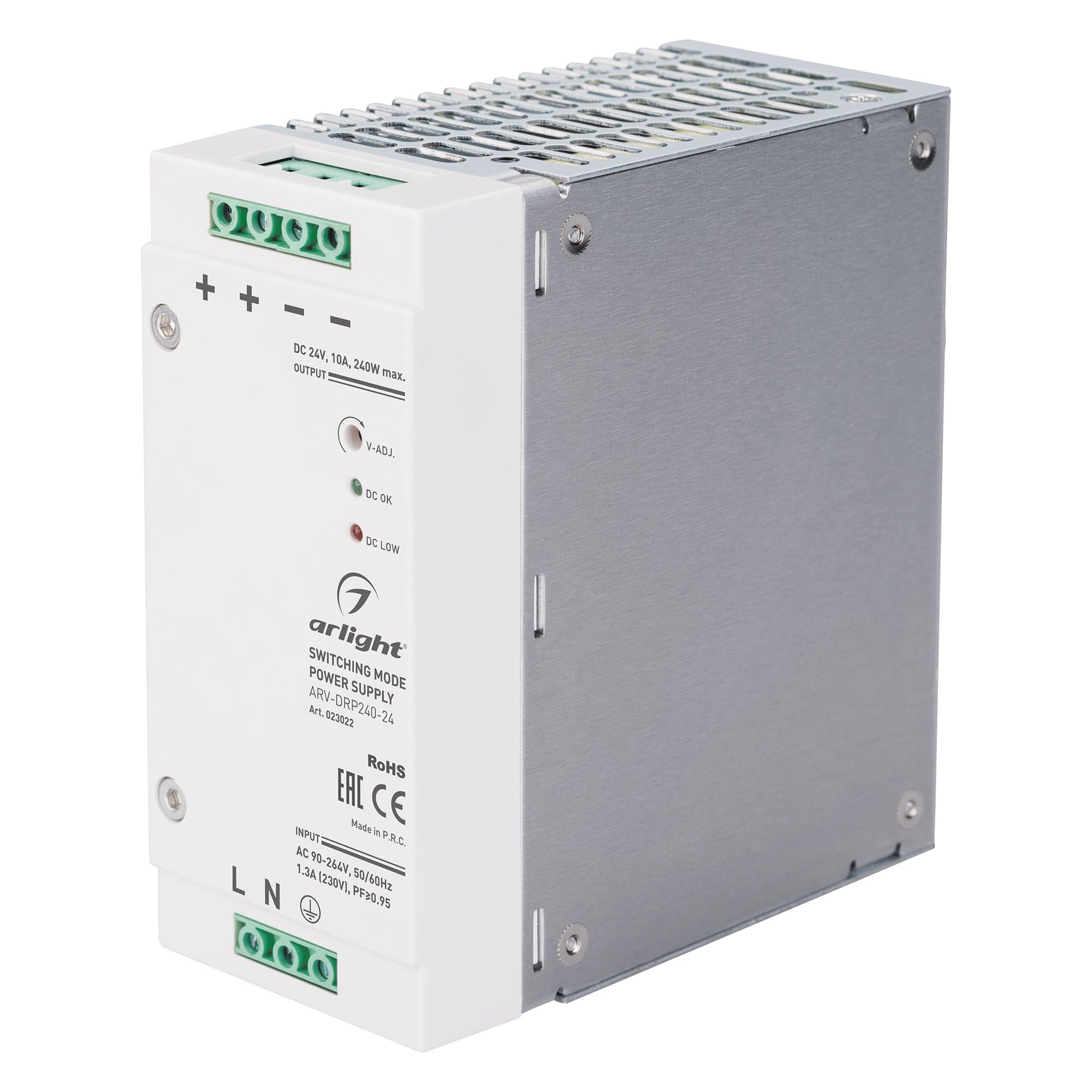 Arlight Блок питания ARV-DRP240-24 (24V, 10A, 240W, PFC) (IP20 DIN-рейка) 023022
