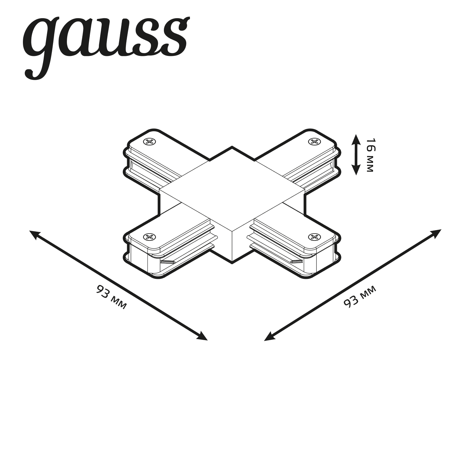 Gauss Коннектор для трековых шинопроводов (+) белый TR112 — миниатюра 2