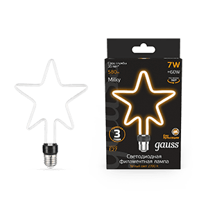 Gauss Лампа Filament Artline Star 7W 580lm 2700К Е27 milky LED 1006802104 — миниатюра 1