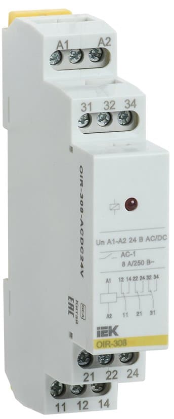 IEK ONI Промежуточное реле OIR 3 контакта (8А) 24 В AC/DC