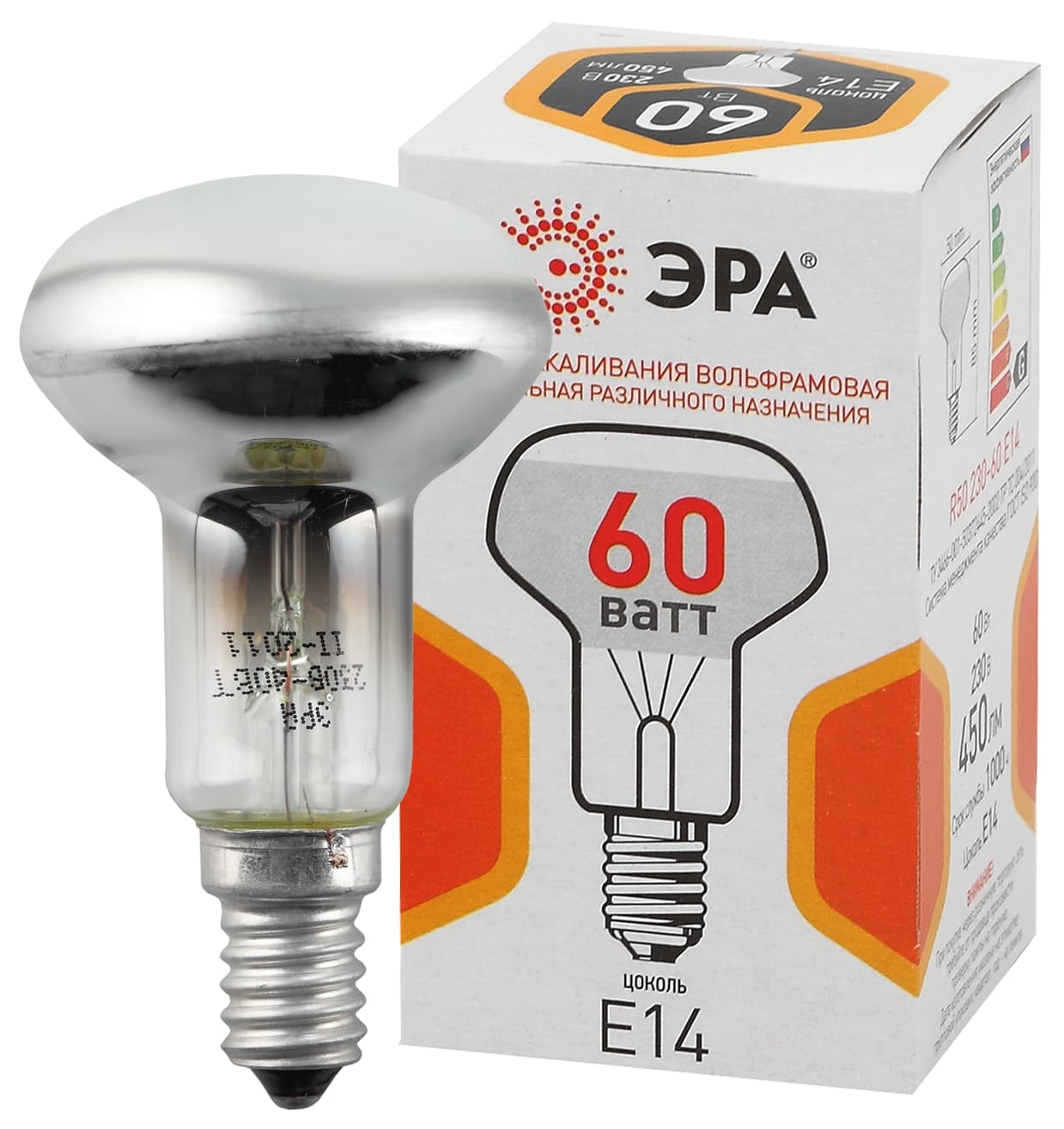 ЭРА R50 60-230-E14-CL R50 рефлектор 60Вт 230В E14 цветная упаковка