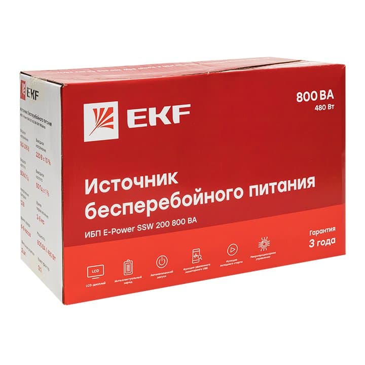 EKF PROxima Источник Бесперебойного Питания Линейно-интерактивный E-Power SSW 200 800 ВА — миниатюра 2