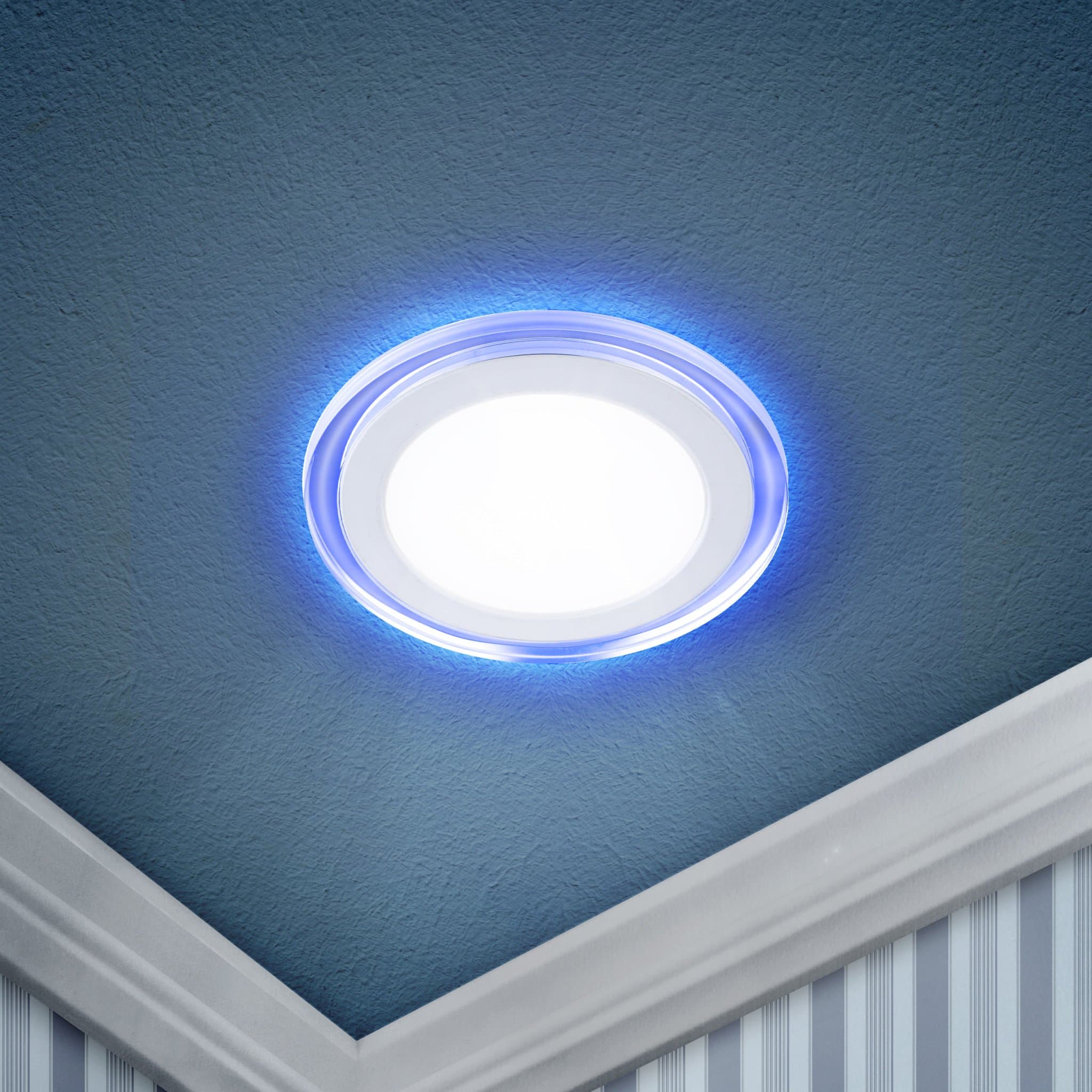 ЭРА LED 3-6 BL Светильник светодиодный круглый c cиней подсветкой LED 6W 220V 4000K — миниатюра 1