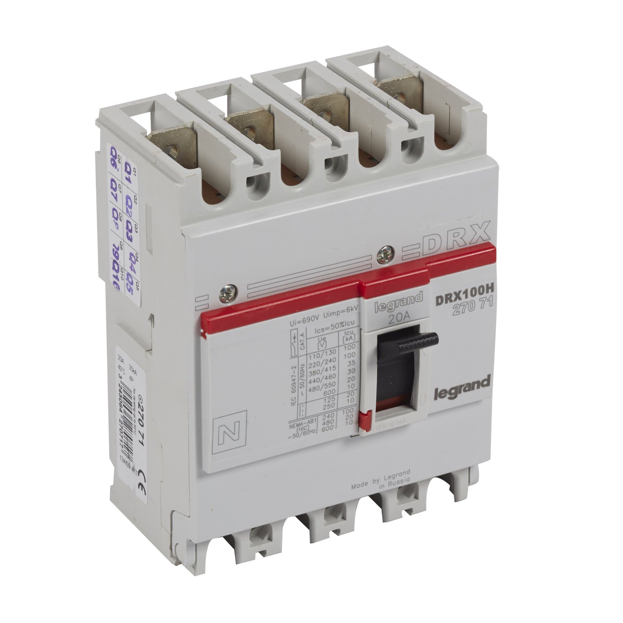 Legrand DRX125 термомагнитный 20A 4П 36KA 027071 — миниатюра 1