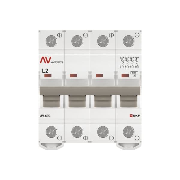 EKF Выключатель автоматический AV-6 DC 4P 2A (L) 6kA AVERES — миниатюра 4