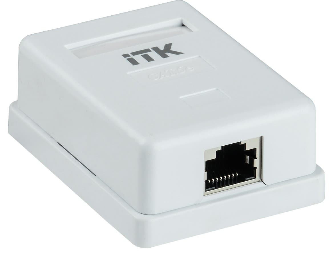 IEK ITK Настенная информационная розетка RJ45 категория 5E FTP 1-порт CS2-1C5EF-12 — миниатюра 1
