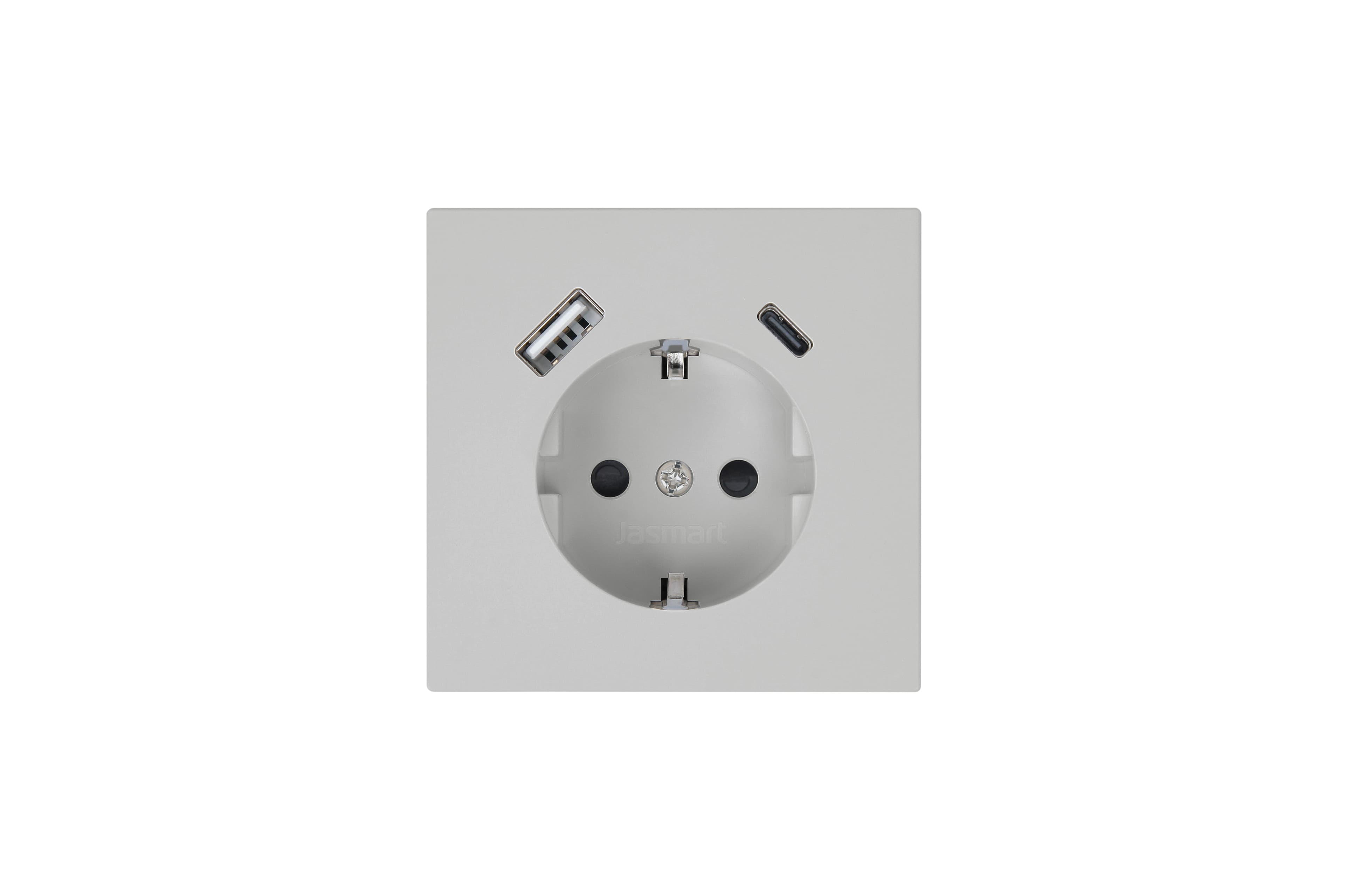 Jasmart FD Матовый тауп (soft touch) Розетка с/з со шторками 16A c USB A+C 25W
