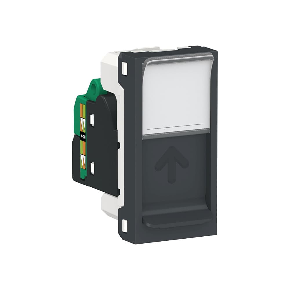 SE Unica Modular Антрацит Розетка компьютерная, RJ45, одиночная кат. 5е UTP, 1 модуль NU341054 — миниатюра 1