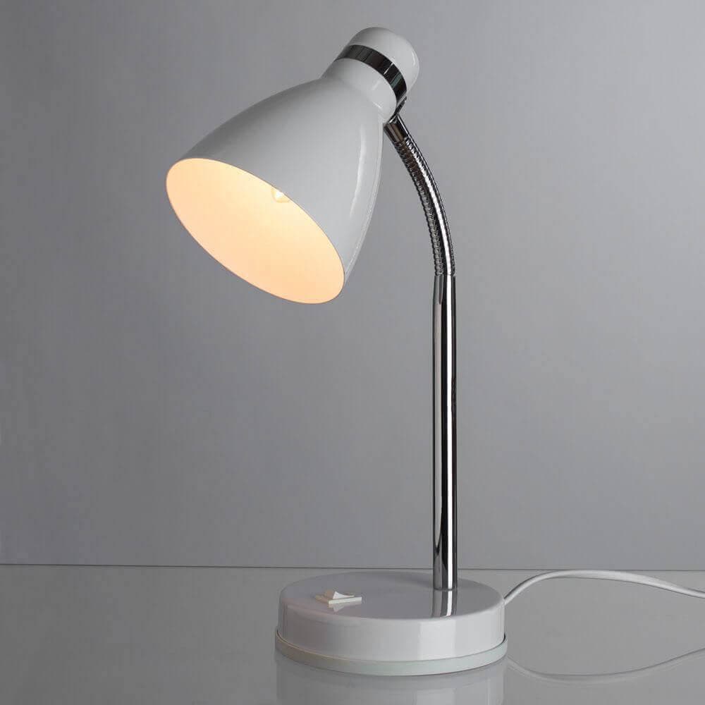Arte Lamp Mercoled Хром/Белая Лампа настольная офисная 1x60W 1xE27 A5049LT-1WH — миниатюра 2