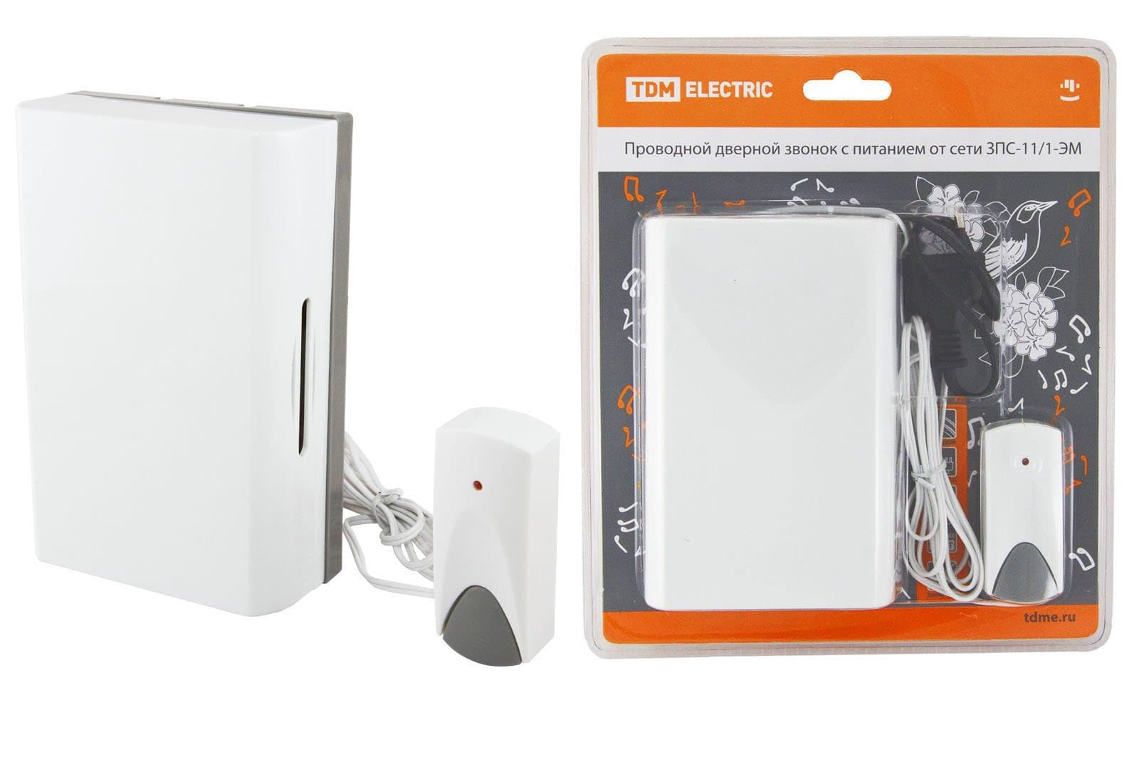 TDM Звонок проводной в эл.сеть ЗПС-11/1-ЭМ (эл.мех, кнопка IP30, AC 230V) SQ1901-0017 — миниатюра 1