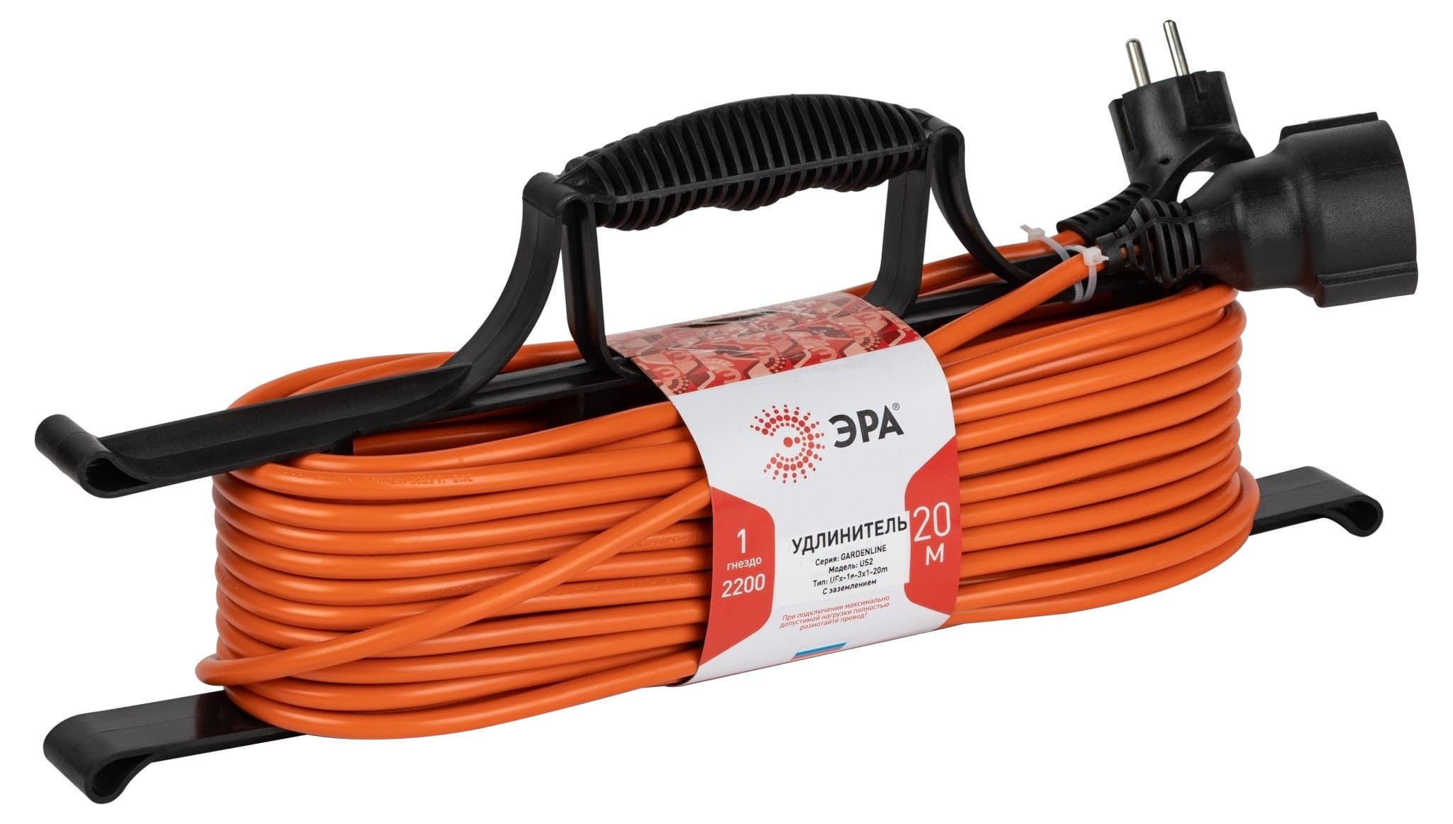 ЭРА Удлинитель силовой UFx-1e-3x1-20m на рамке с заземлением 1 розетка 20м ПВС 3х1мм2