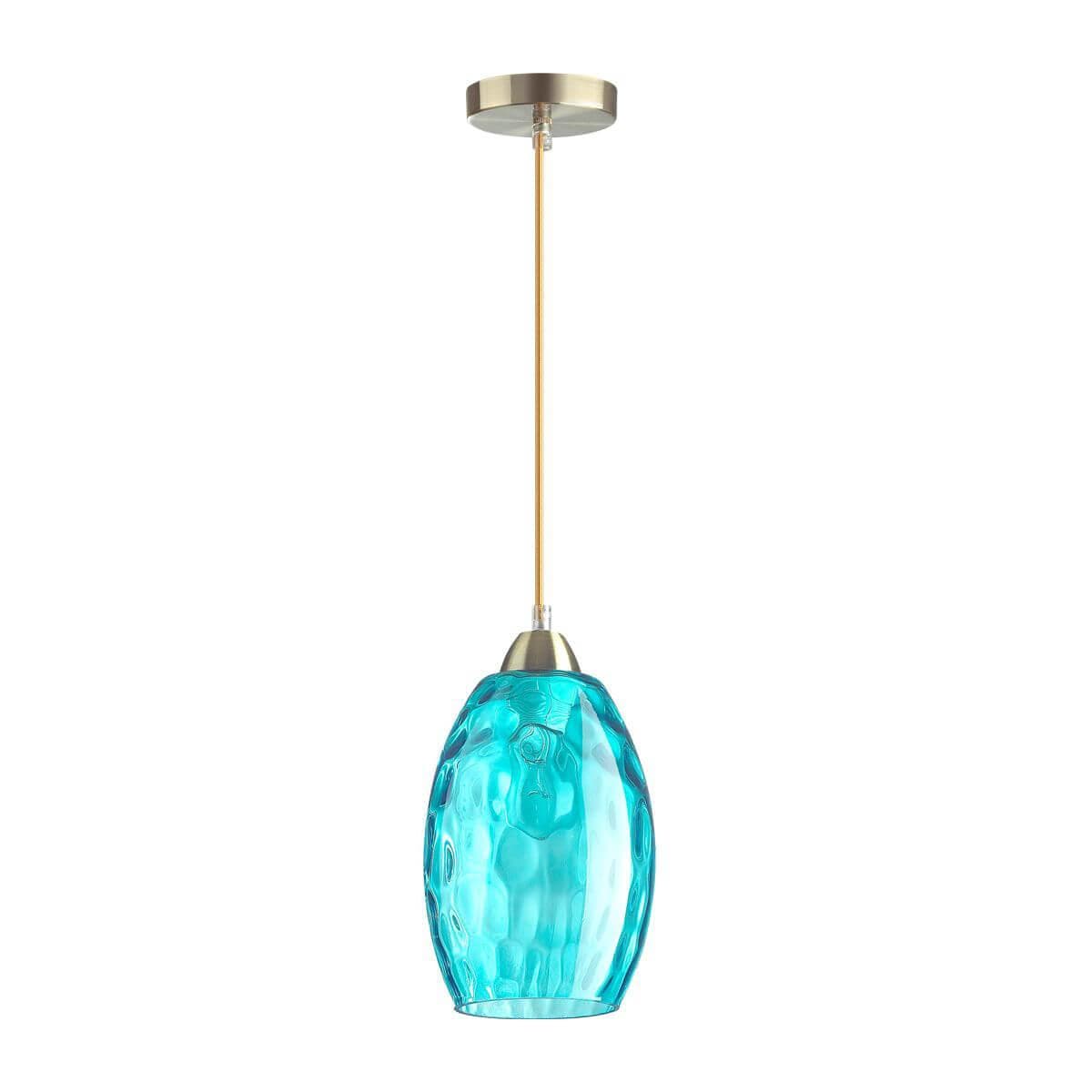 Lumion 4490/1 LN20 античная бронза, голубой Подвес E27 60W 220V SAPPHIRE — миниатюра 2