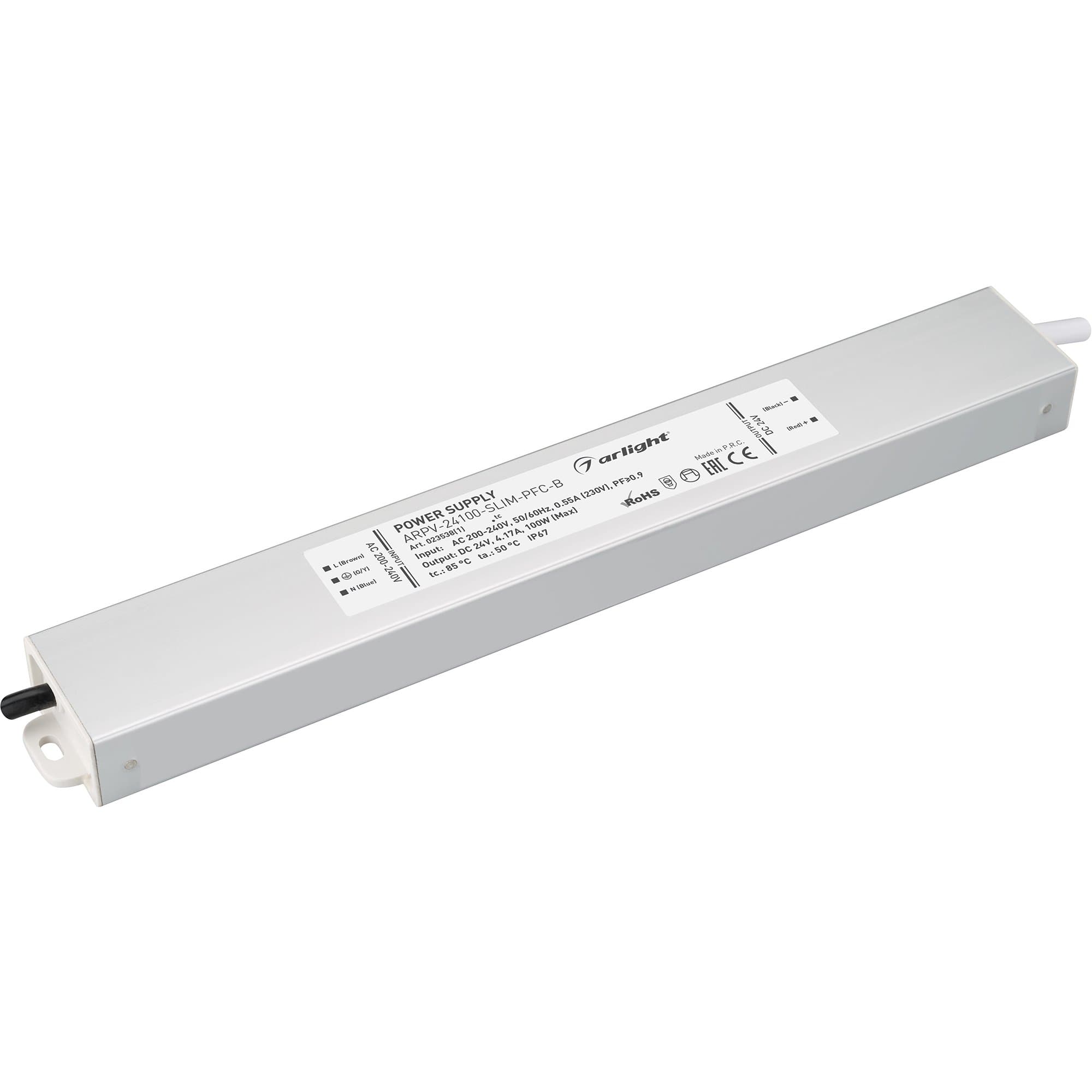 Arlight Блок питания ARPV-24100-SLIM-PFC-B (24V, 4.2A, 100W) (IP67 Металл, 3 года) 023538(1) — миниатюра 1
