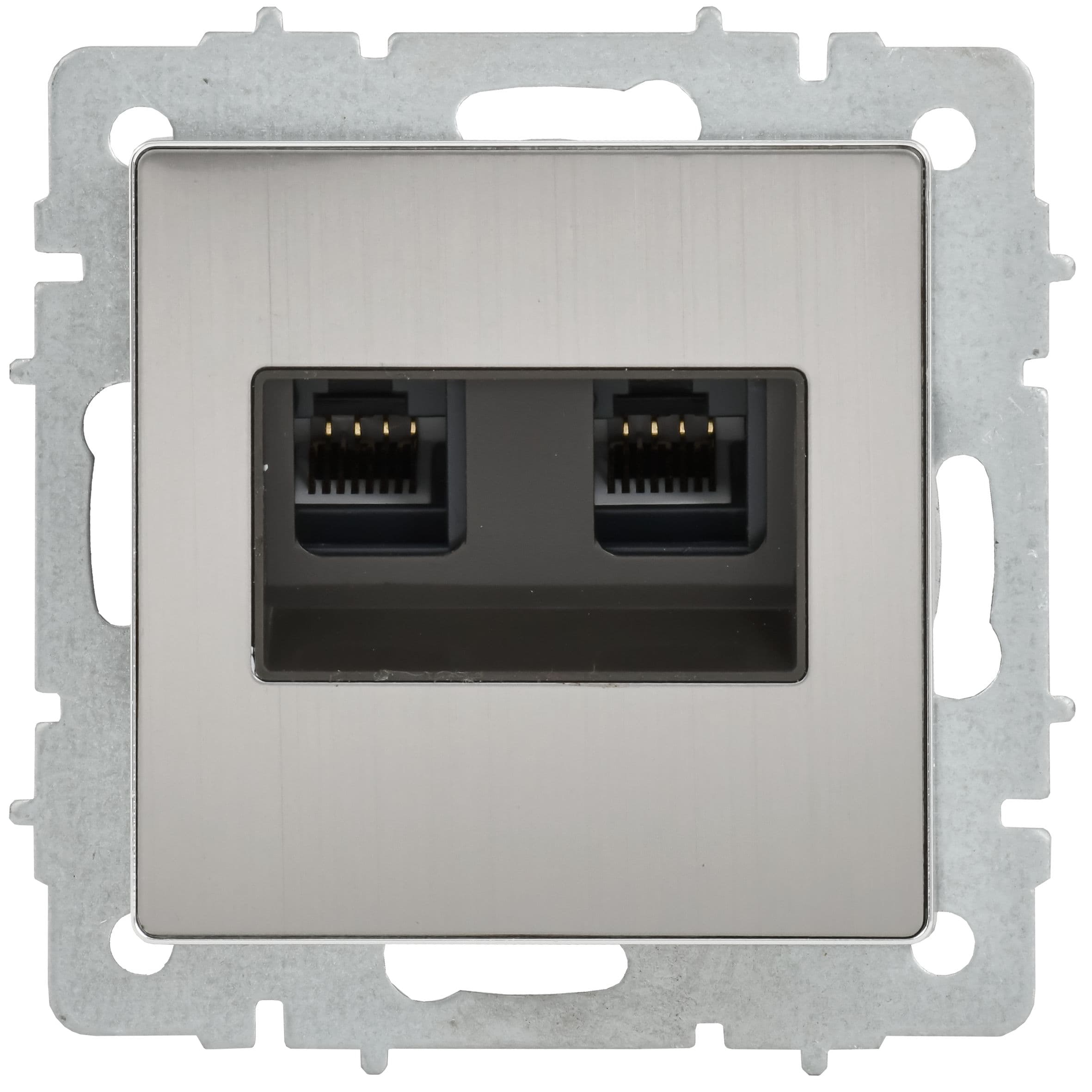 IEK BRITE Металл Хром/никель Роз. комп. 2-ая RJ45 кат.6 РК11-2-БрГН — миниатюра 3