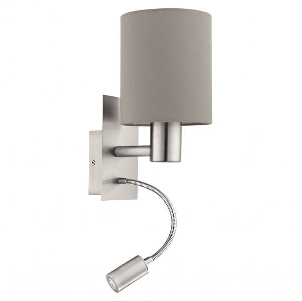 Eglo Бра PASTERI cо светод. подсветкой для чтения, 1х40W (E27), 1х3,5W (LED), L150, H380, A195, сталь, ни 96478