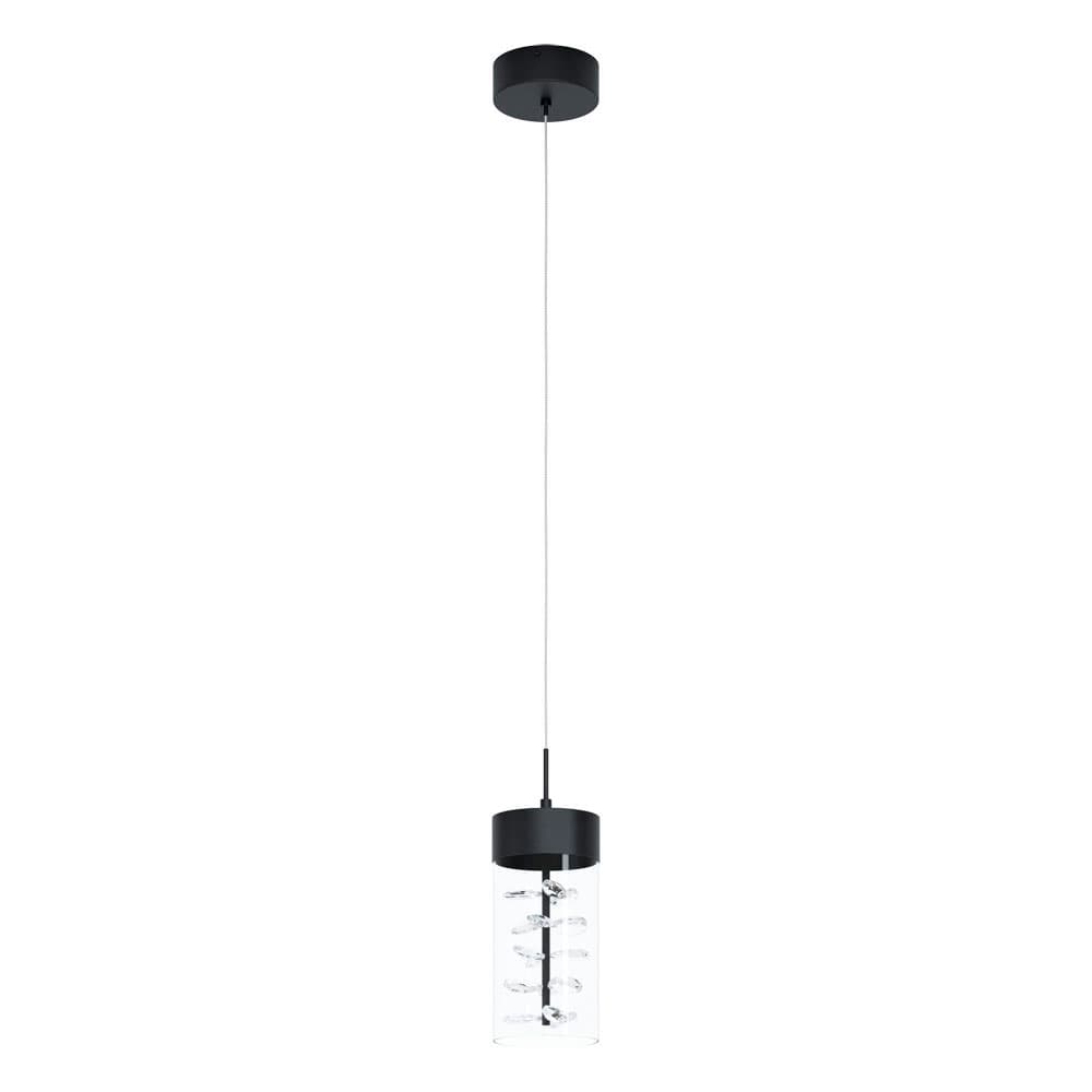 Eglo CABEZOLA Подвес светодиодный димм., 1х5,3W(LED), Ø120, H1100, 580lm, сталь, никель черный/ cтекло, хрусталь, прозрачный 39736