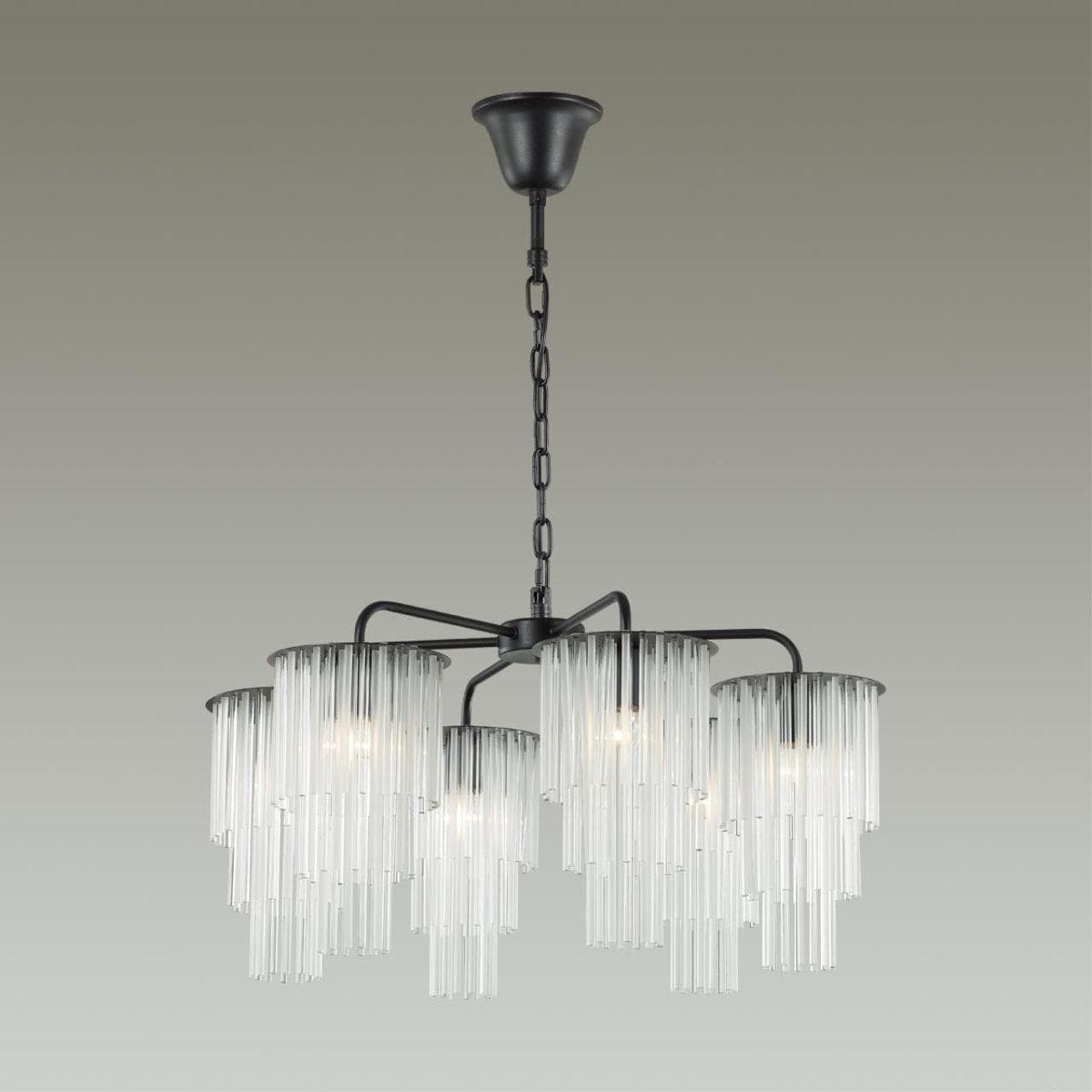 Odeon Light 4921/6 MODERN ODL22 329 черный/прозрач./матов./стекло Люстра E27 6*60W PAPITA — миниатюра 4