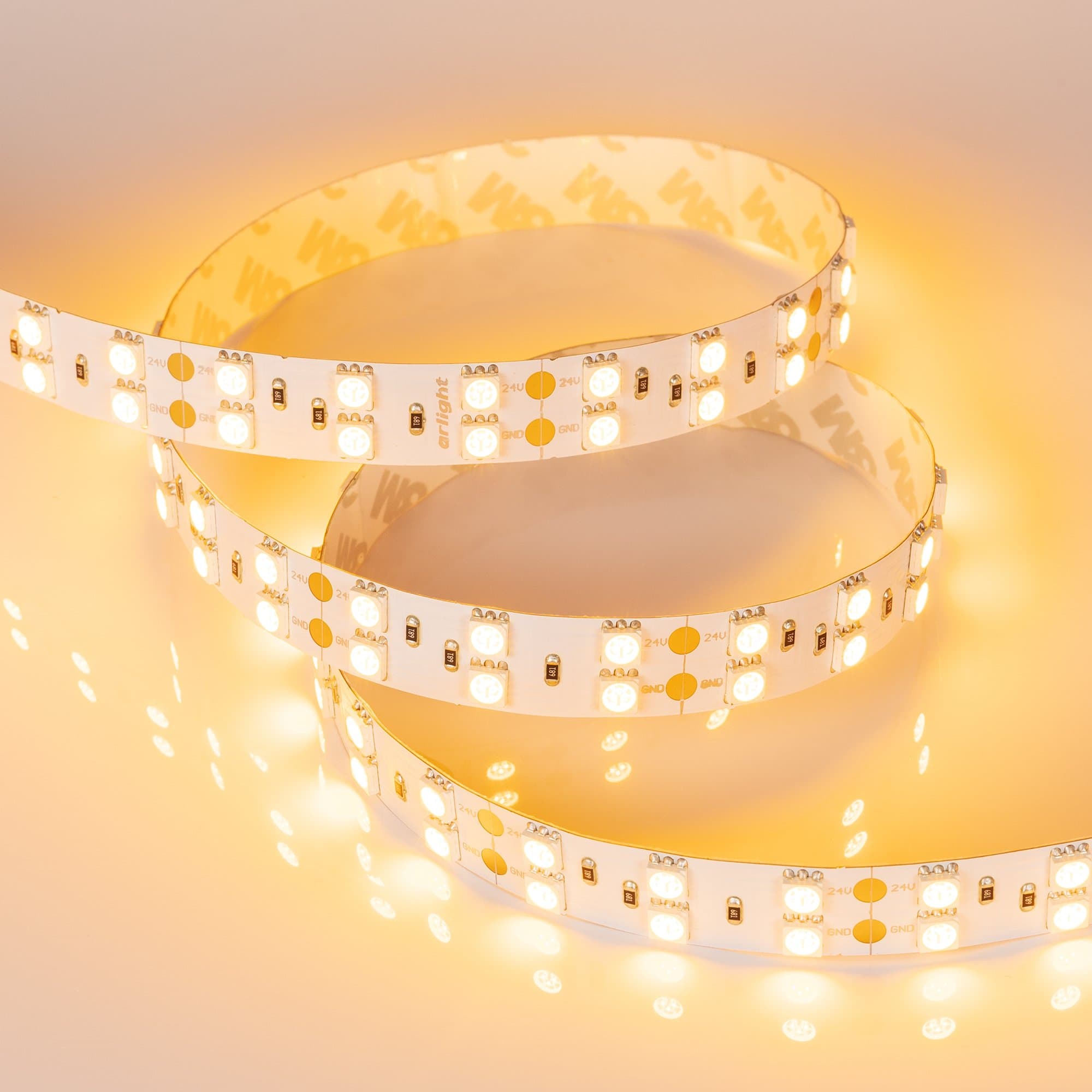 Arlight Светодиодная лента RT 2-5000 24V Yellow 2x2 (5060, 600 LED, LUX) (28.8 Вт/м, IP20) 011263 — миниатюра 2