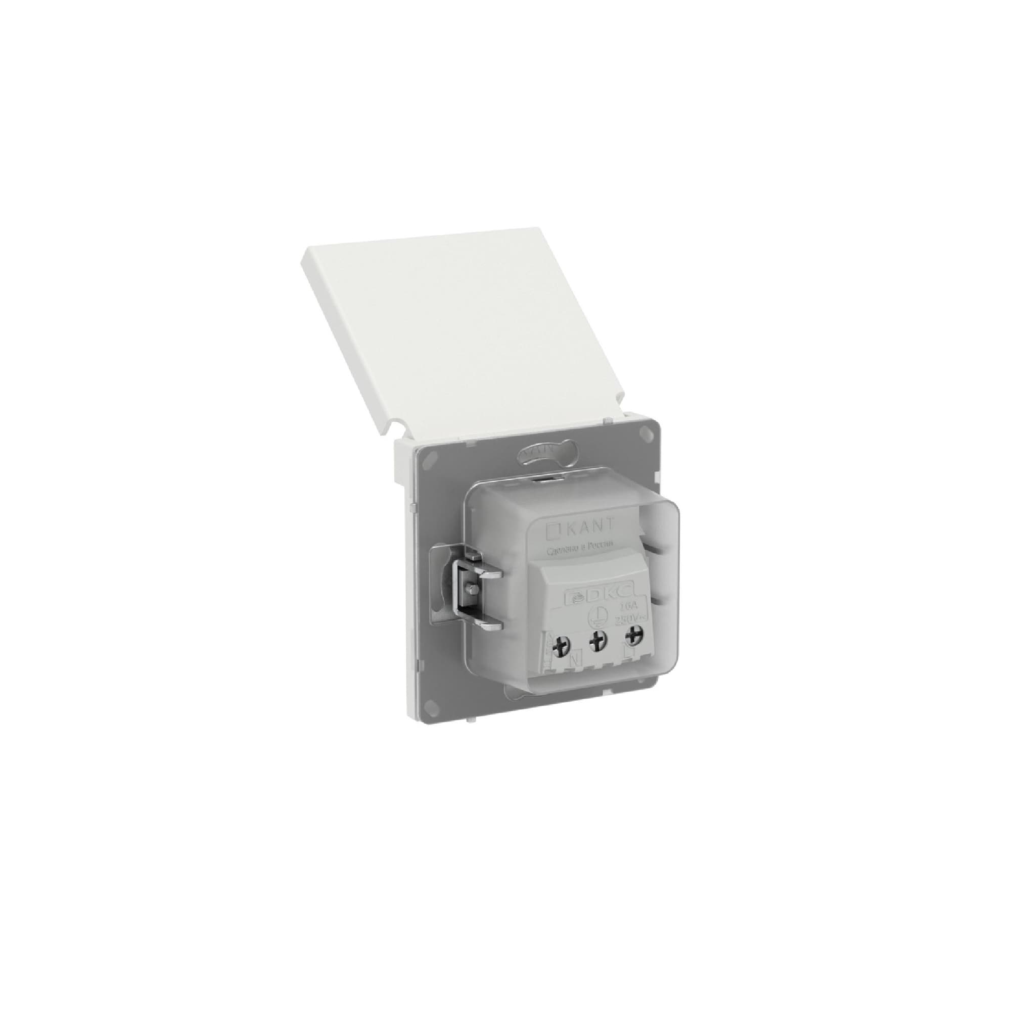 DKC KANT Розетка силовая, 2P+E, с з/ш, с крышкой, IP44, белый песок — миниатюра 8