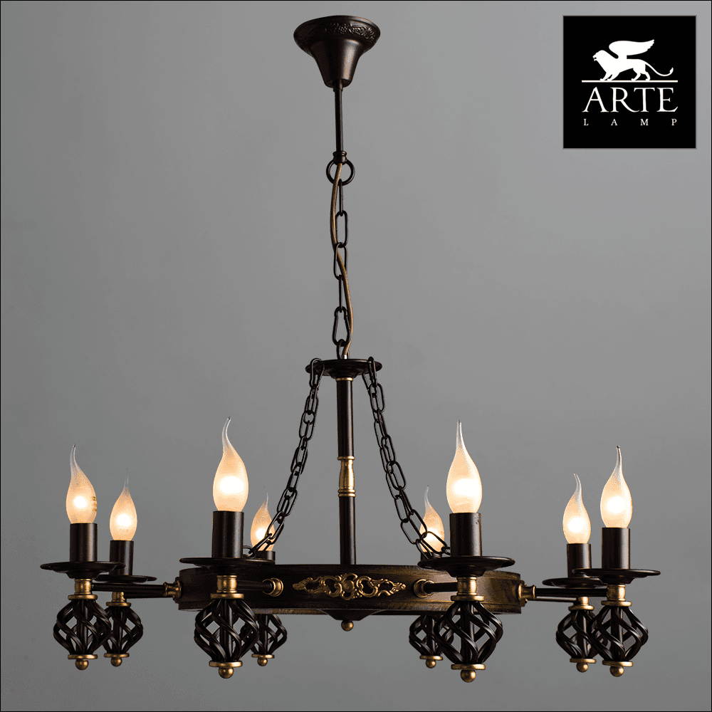 Arte Lamp Cartwheel Коричневая Люстра 60W E14 A4550LM-8CK — миниатюра 2