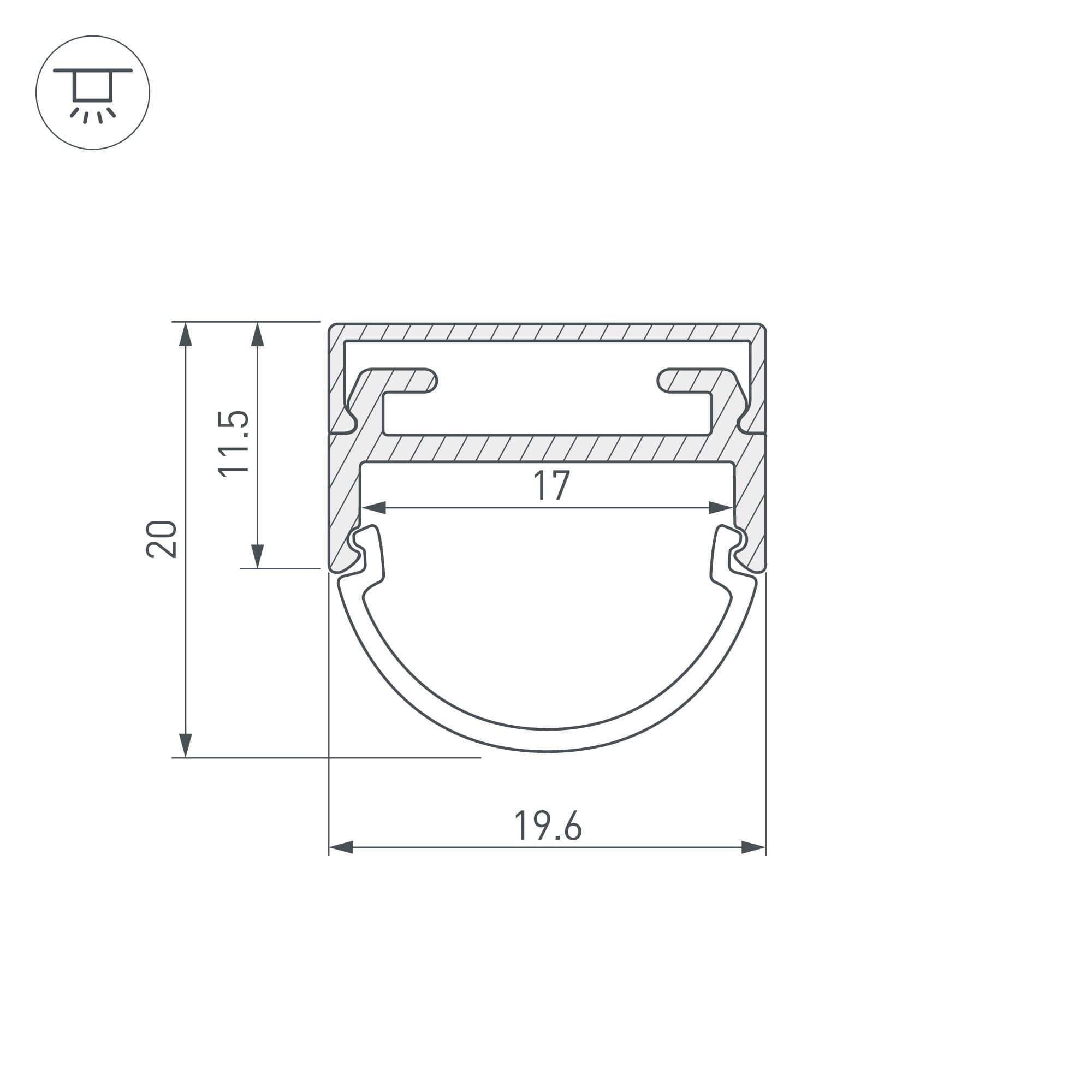 Arlight Профиль ARH-WIDE-B-H20-2000 ANOD (Алюминий) 016188 — миниатюра 2